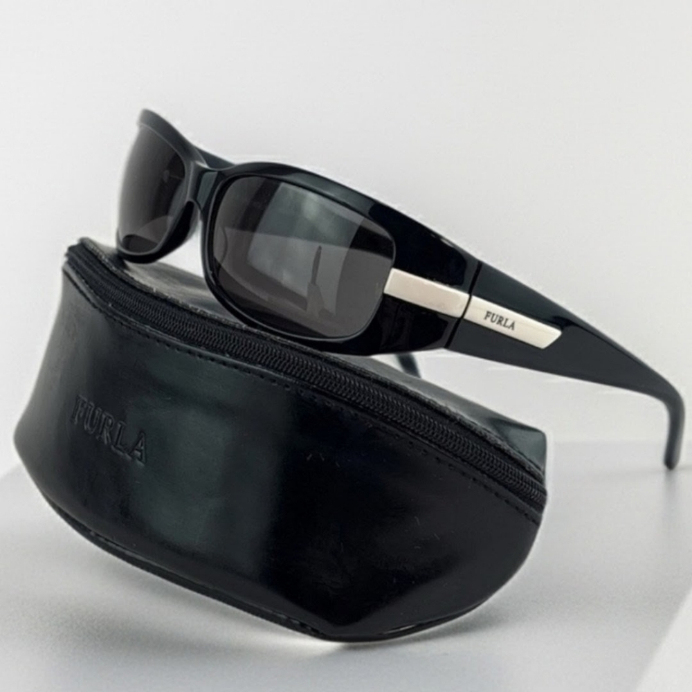 Furla Glossy Black Sunglasses with Case (EUC)